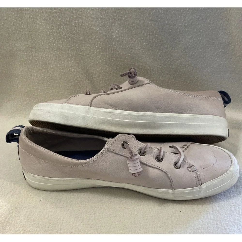 Sperry Crest Vibe Tumbled Leather Rose Blush Sneakers Shoes Tennis Women's 10
